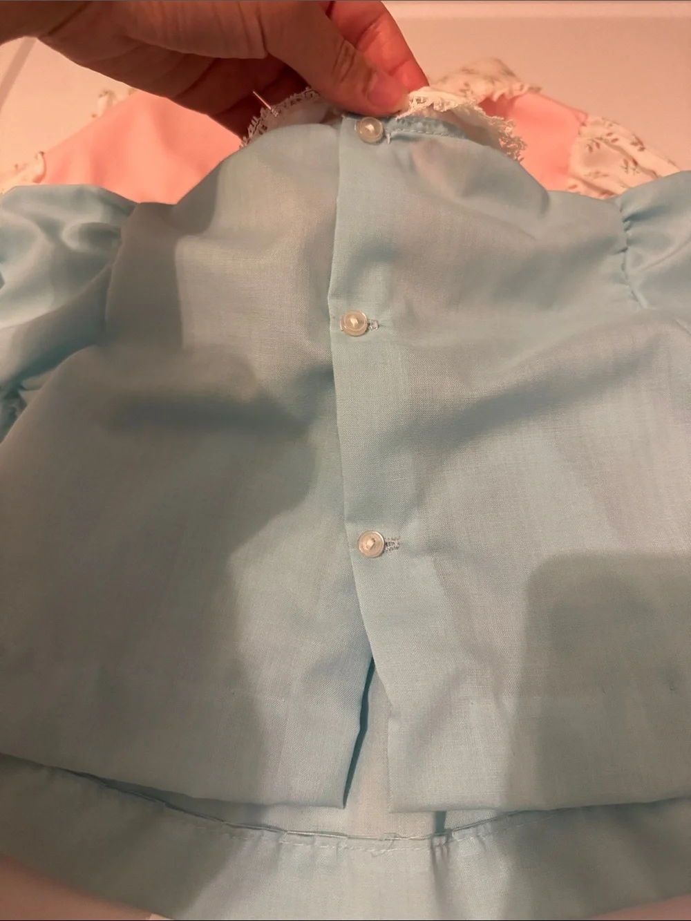 Vintage Blue and Pink Newborn Tops Embroidered Set